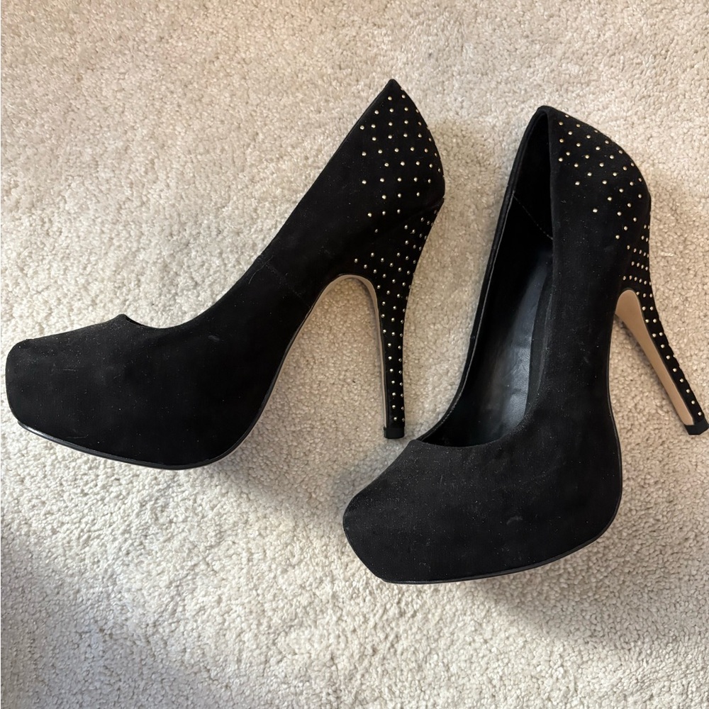 Mix No. 6 Black Studded Platform High Heel Pumps - Women